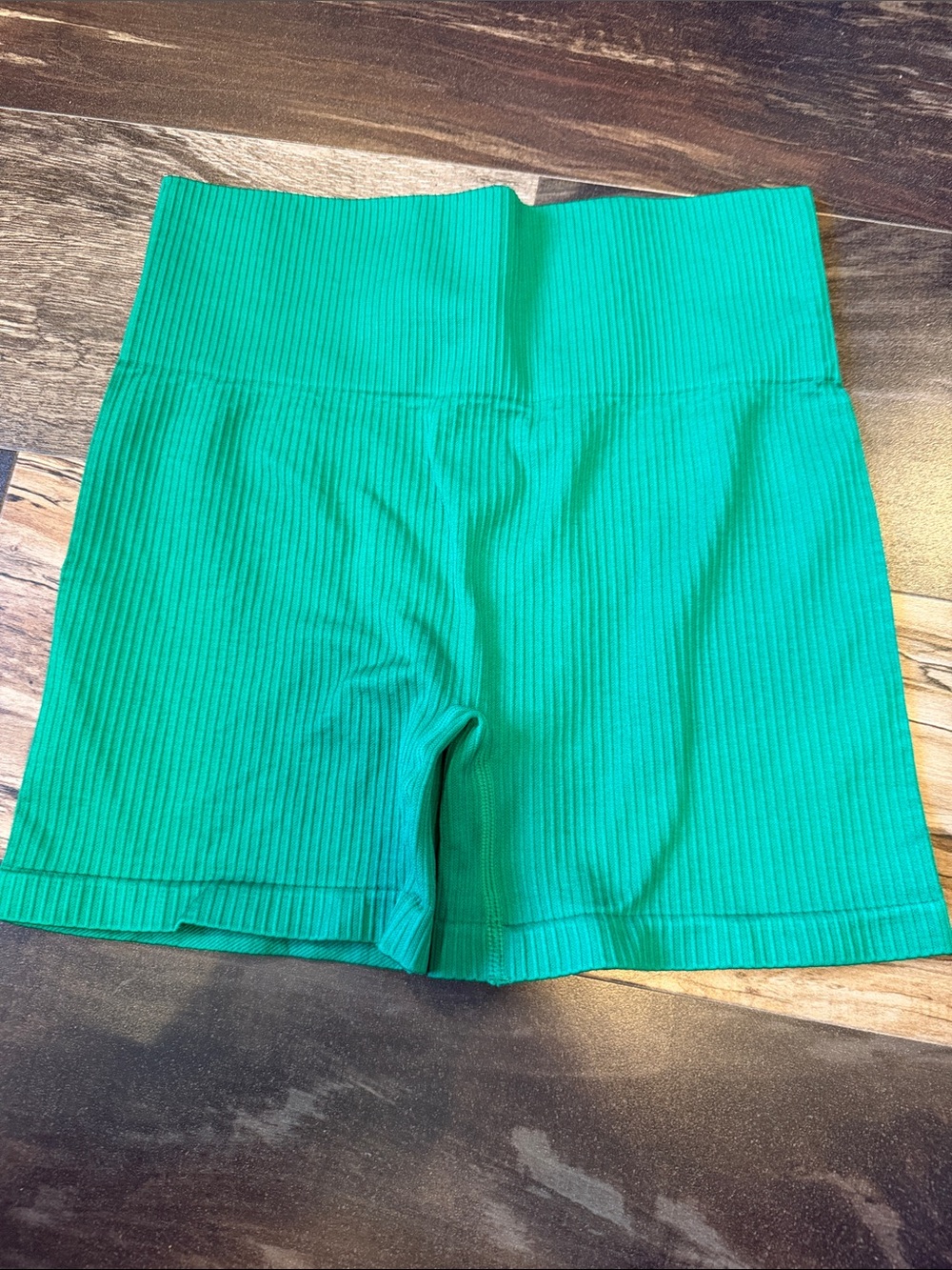 ZYIA Verdant Rêve Seamless Hustle Shorts Green Ribbed High Rise M